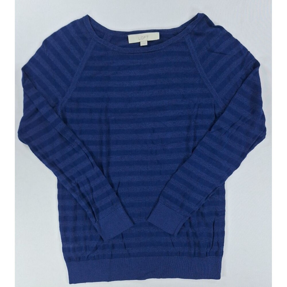 Loft Women's Small Blue Striped Long sleeve Lightweight Thin Top